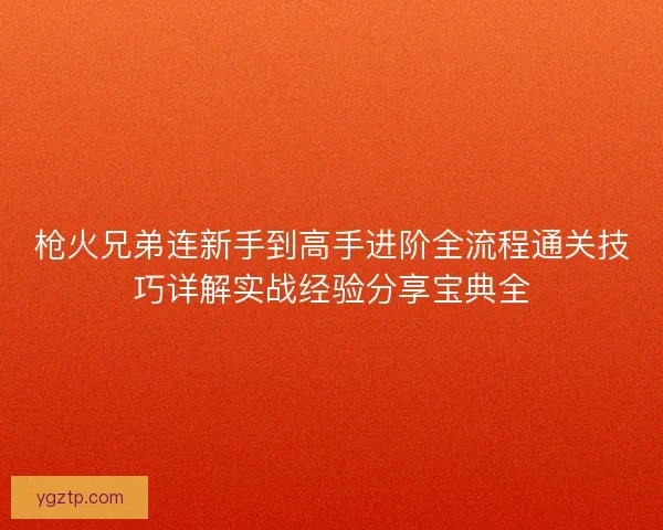 枪火兄弟连新手到高手进阶全流程通关技巧详解实战经验分享宝典全