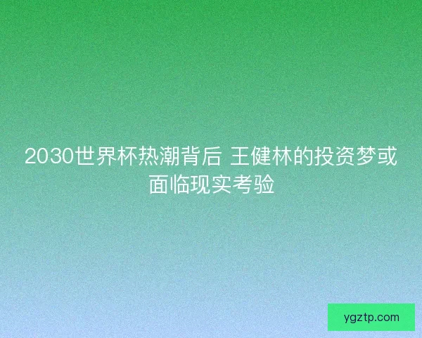 2030世界杯热潮背后 王健林的投资梦或面临现实考验